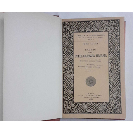 Saggio sulla intelligenza umana. Volume Primo