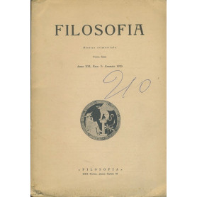Filosofia. Rivista trimestrale. Anno XXI. Fasc. I. Gennaio 1970