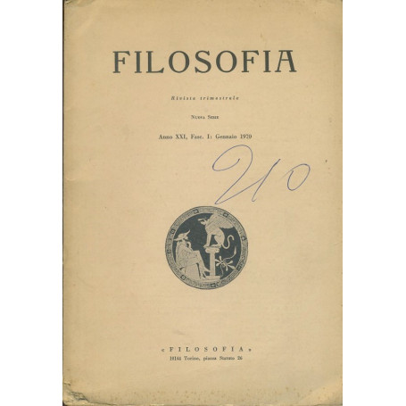 Filosofia. Rivista trimestrale. Anno XXI. Fasc. I. Gennaio 1970