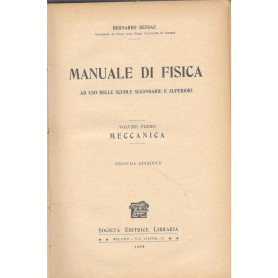 Manuale di fisica  (volume primo) meccanica
