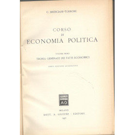 Corso di economia politica (volume primo) Teoria generale dei fatti economici