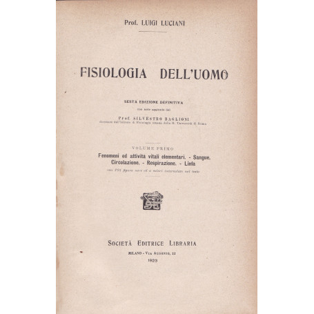 Fisiologia dell'uomo. I. II. IV. V.