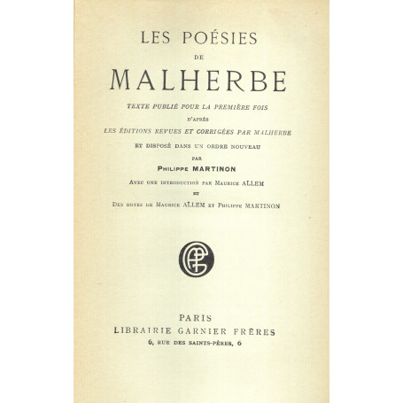 Les poésies de Malherbe