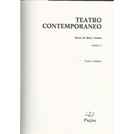 Teatro contemporaneo. Volume 1. Teatro italiano