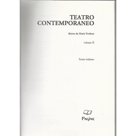 Teatro contemporaneo. Volume 2. Teatro italiano