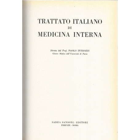 Trattato italiano di medicina interna.Malattie del ricambio e della nutrizione. Sindromi e malattie allergiche