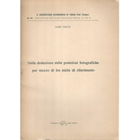Sulla deduzione delle posizioni fotografiche per mezzo di tre stelle di riferimento