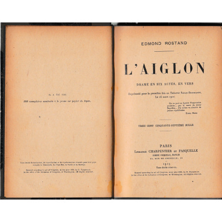 L'Aiglon. Drame en six actes