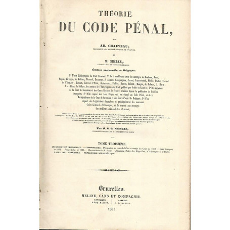 Theorie du code penal. Volume III