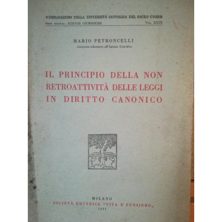 Il principio di non retroattività  delle leggi in diritto canonico