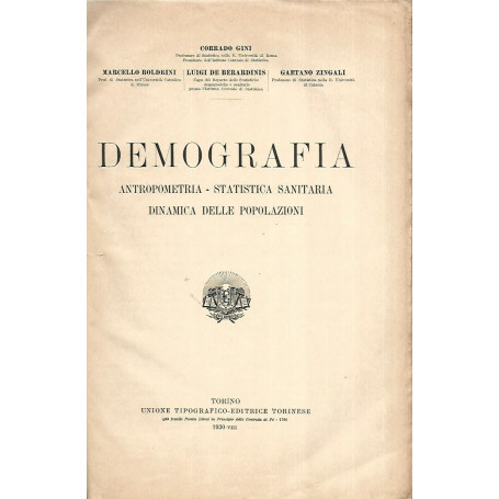 Demografia. Antropometria-Statistica sanitaria- Dinamica delle popolazioni