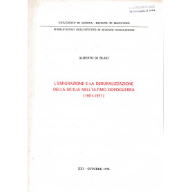 L'emigrazione e la deruralizzazione della Sicilia nell'ultimo dopoguerra (1951-1971)