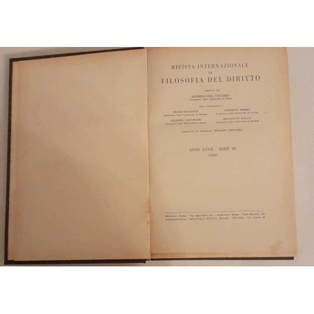 Rivista internazionale di filosofia del diritto. Anno XXVII Serie III