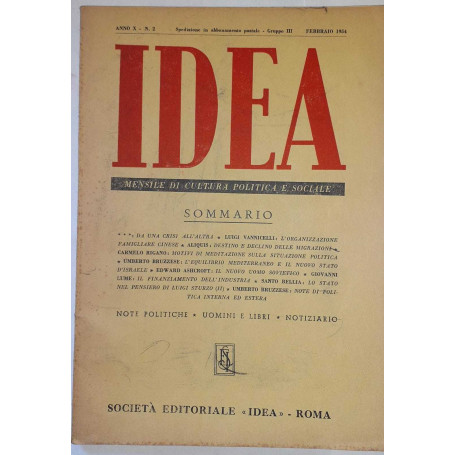 Idea. Mensile di cultura politica e sociale. Anno X - N.2