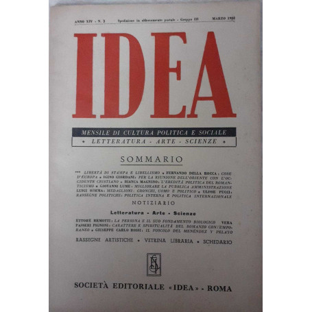 Idea. Mensile di cultura politica e sociale. Anno XIV -N.3