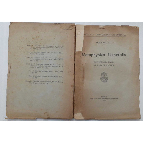Metaphysica Generalis praelectionum summa ad usum auditorum