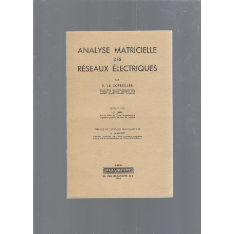 Analyse matricielle des réseaux électriques