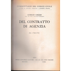 Commentario del Codice Civile. Del contratto di agenzia