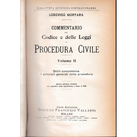 Commentario del Codice e delle Leggi di Procedura Civile