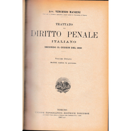 Trattato di Diritto Penale Italiano secondo il codice del 1930