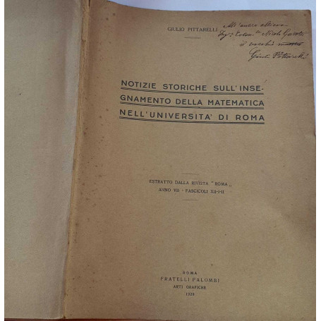 Notizie storiche sull'insegnamento della matematica nell'università  di Roma