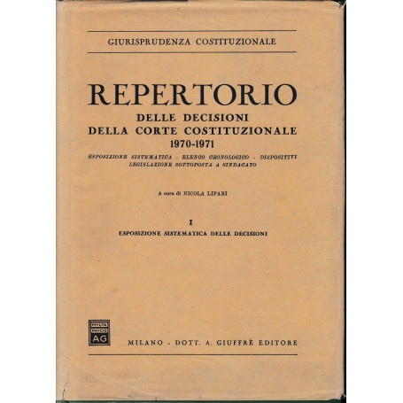 Repertorio delle decisioni della Corte Costituzionale 1970-1971