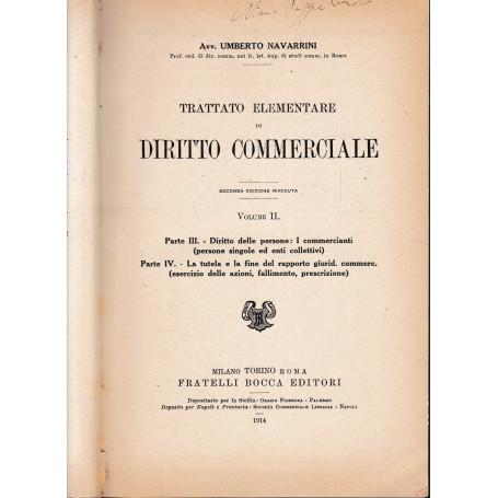 Trattato elementare di Diritto Commerciale