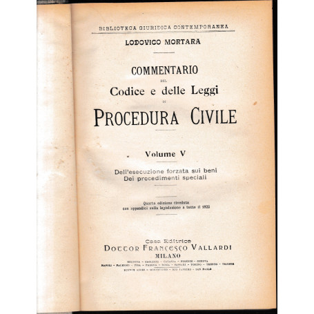 Commentario del Codice e delle Leggi di Procedura Civile