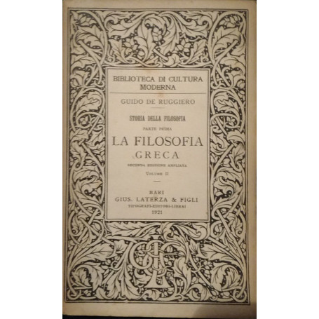 La filosofia greca. Parte prima. Volume II