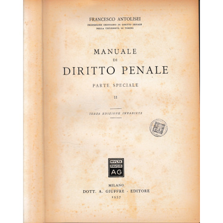 Manuale di Diritto Penale. Parte speciale II.