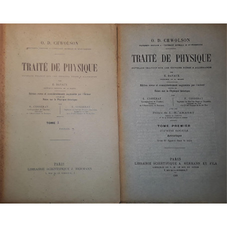 Traité de physique: l'état liquide et l'état solidedes corpes Tome I Fascicule 3 da p.561 a 872  Mecanique