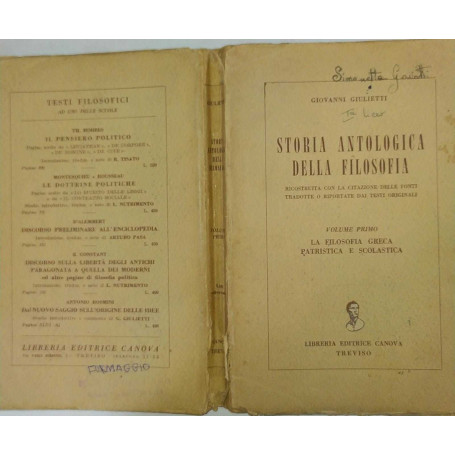 Storia antologica della filosofia. Ricostruita con la citazione delle fonti tradotte o riportate dai testi originali. Volume pri