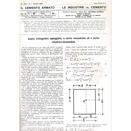 Il cemento amato - Le industrie del cemento 37° anno Gennaio - Dicembre 1940 (10 fascicoli rilegati) + indice generale anno XXXV