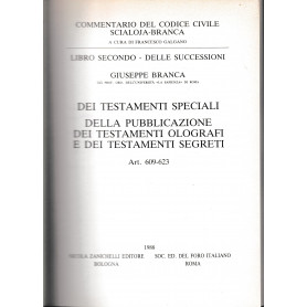Libro secondo-Delle successioni. Dei testamenti speciali. Della pubblicazione dei testamenti olografi e dei testamenti segreti.