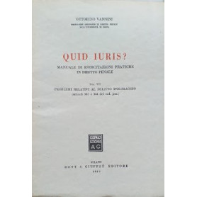 Quid Juris. Manuale di esercitazioni pratiche in diritto penale  volume VII: problemi relativi al delitto d'oltraggio (articoli