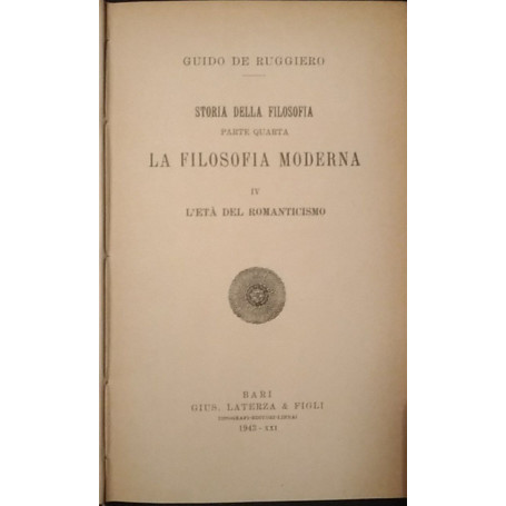 La filosofia moderna. IV. L'età del Romanticismo