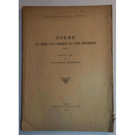 Norme per l'impianto e per funzionamento delle stazioni termo-udometriche