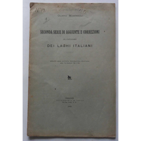 Seconda serie di aggiunte e correzioni al Catalogo dei Laghi Italiani