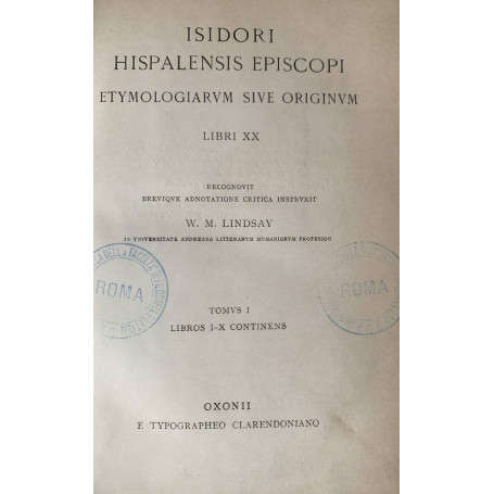 Etymologiae. Tomus I