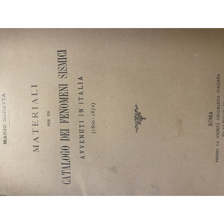 Materiali per un catalogo dei fenomeni sismici (1800-1872)
