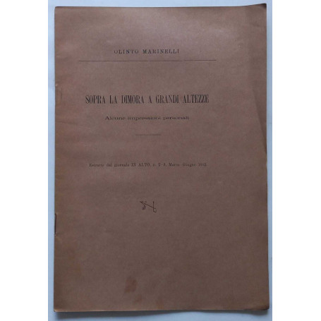 Sopra la dimora a grandi altezze. (Estratto)