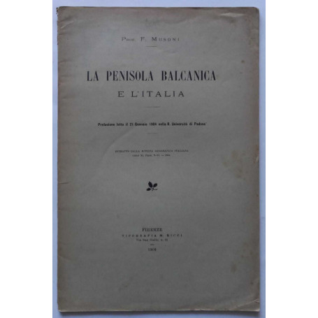 La Penisola Balcanica e l'Italia. (Estratto)