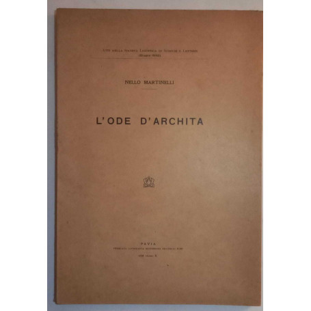L'ode d'Archita. (Estratto)
