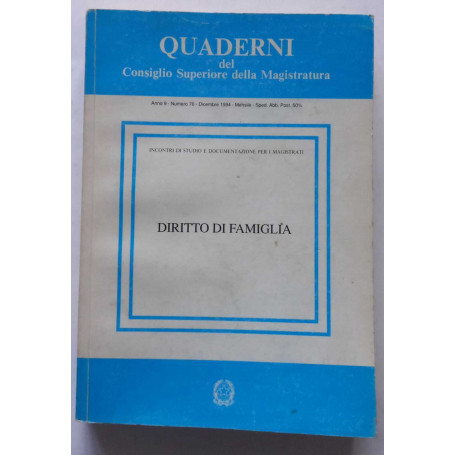 Diritto di famiglia. (Quaderni del Consiglio Superiore della Magistratura)