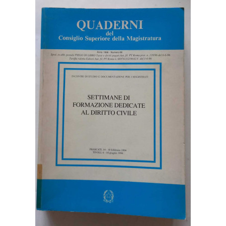 Settimane di formazione dedicate al Diritto Civile. Quad. CSM