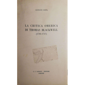 La critica omerica di Thomas Blackwell (1701-1757)