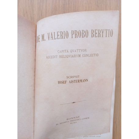 De M. Valerio Probo Berytio capita quattuor accedit reliquiarum con lectio