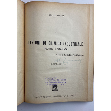 Lezioni di chimica industriale. Parte organica