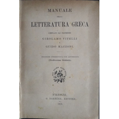 Manuale della letteratura greca