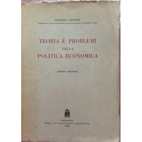 Teoria e Problemi della politica econimica